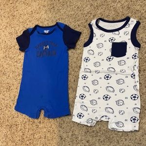 2-pack Little Star Organic Sports Rompers for baby boy size 24M!